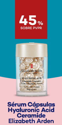 Sérum Capsulas Hyaluronic Acid Ceramide da marca Elizabeth Arden com destaque promocional de 45% sobre preço de Venda ao Público Recomendado